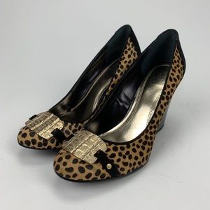 Falchi Womens Louis wedge pump heel shoes leopard9